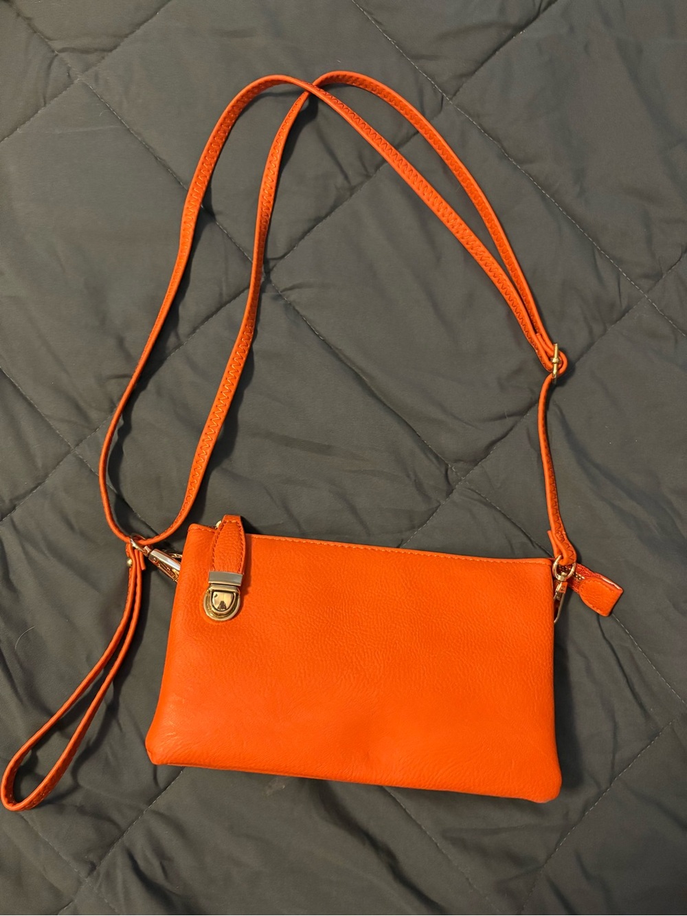Orange Leather Crossbody Bag - Women - brand new no tags
